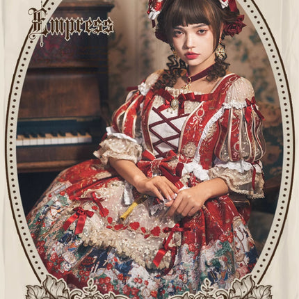 🌸Collector's Edition🌸Enchanted Snow White Print Apron OP Classical Doll Lolita Dress