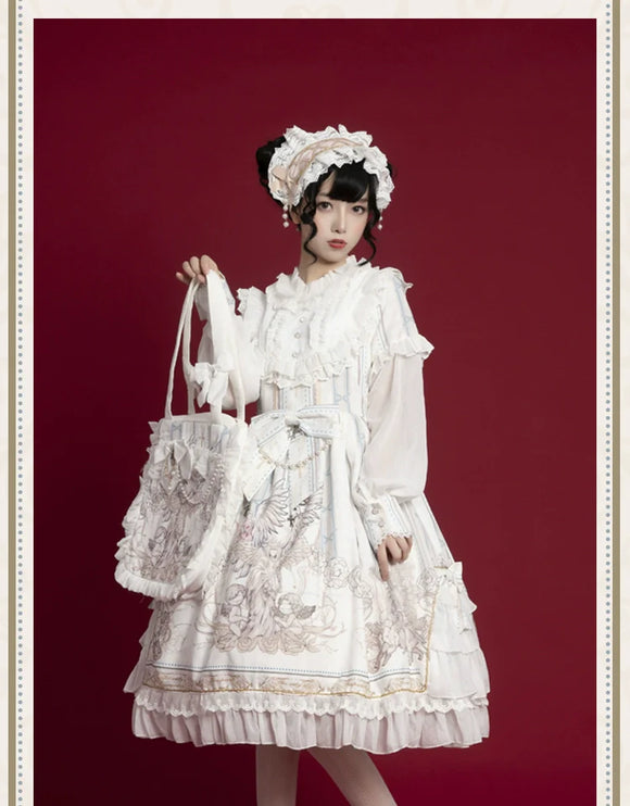 Original Lolita "Reunion with the World" OP Long-Sleeve Elegant Daily Dress
