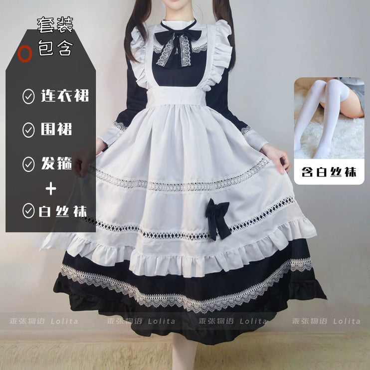 S-5XL British Aristocratic Elegance Gothic Maid Long-sleeved Dress Sexy Lolita