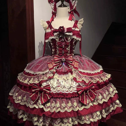 Gothic Lolita Dress with Intricate Lace and Elegant Bows - multiple colors Fantasy Style