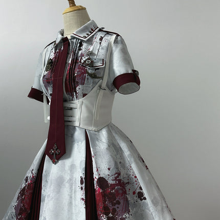 Crimson Serpent Gothic Lolita Series - Tactical Military and Dark Nurse-Inspired OP Collection