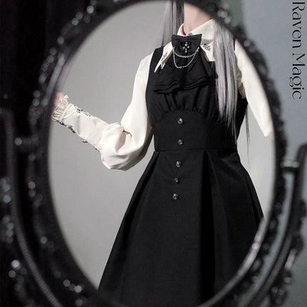 Original Lolita Prince-Style Cape Shirt + Overall Dress Set – Fantasy Gothic Lolita Costume for Cosplay or Daily Wear