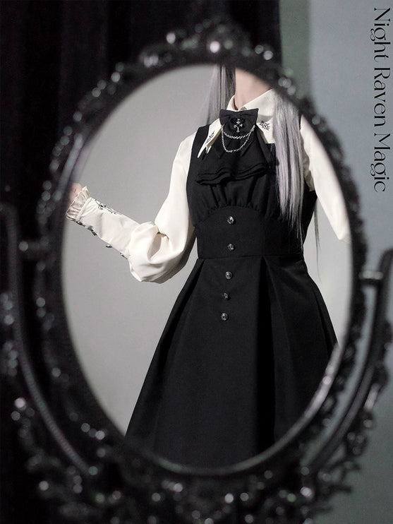 Original Lolita Prince-Style Cape Shirt + Overall Dress Set – Fantasy Gothic Lolita Costume for Cosplay or Daily Wear