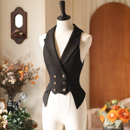 Long - striped dress with a tailored waistcoat, vintage charm in every stitch