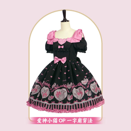 3 Colors Available Kitten Heart Lolita JSK & OP - Sweet Classic Bow Edition