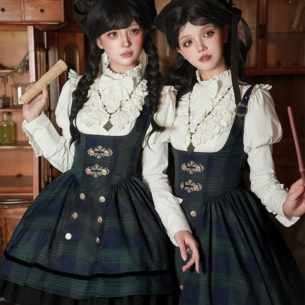 Twin - Set Lolita Dresses with Plaid Pattern and Sweet Bowknots, Ideal for Cosplay and Themed Parties