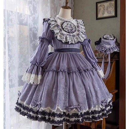 Purple Idyllic Girl Medium Long Sleeve Elegant Lolita Dress OP
