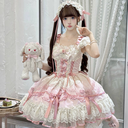 Sweet Lolita Delight: Pink and White Layered Dream Dress
