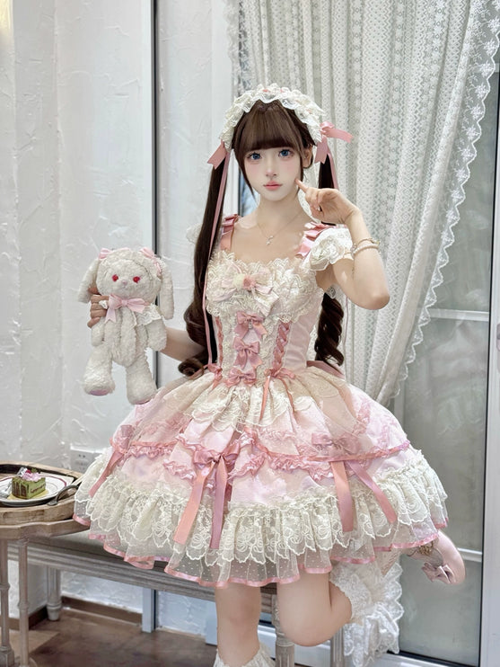 Sweet Lolita Delight: Pink and White Layered Dream Dress