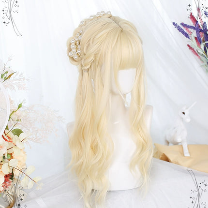 Soft Matte Pastel Golden Lolita Wig with Layered Ends Long Curly Hair