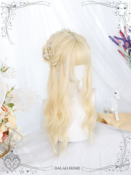 Soft Matte Pastel Golden Lolita Wig with Layered Ends Long Curly Hair