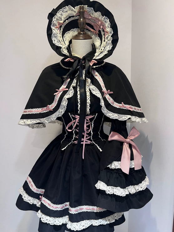 Regal Doll Lolita Set - Vintage-Inspired Cape and Corset Dress Ensemble