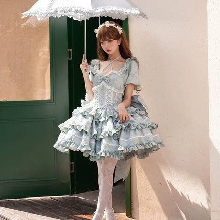 Puff Rose OP Princess Bow Trailing Dress Original Lolita