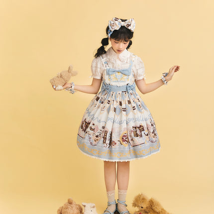 Alice Rabbit High-Waisted Classical Sweet JSK Lolita dress Lolita Suspender with Lace Trim and Bow