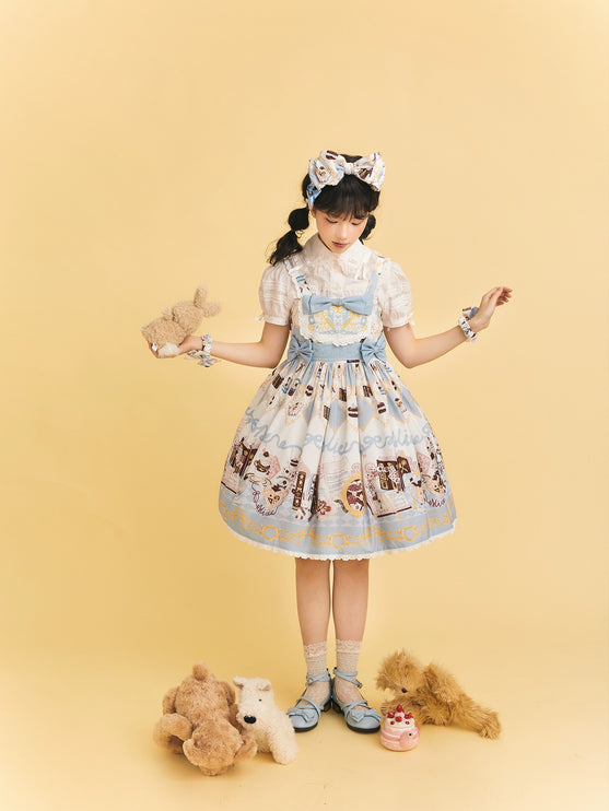 Alice Rabbit High-Waisted Classical Sweet JSK Lolita dress Lolita Suspender with Lace Trim and Bow