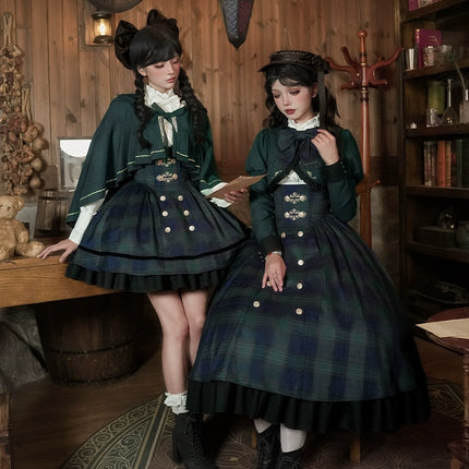Twin - Set Lolita Dresses with Plaid Pattern and Sweet Bowknots, Ideal for Cosplay and Themed Parties