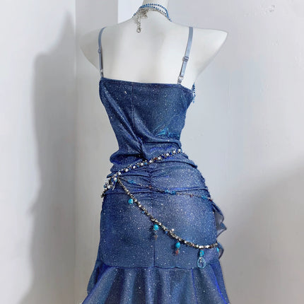 Legend of the Blue Sea Teal Blue Green Princess Sexy Bodycon Mermaid Dress Gown
