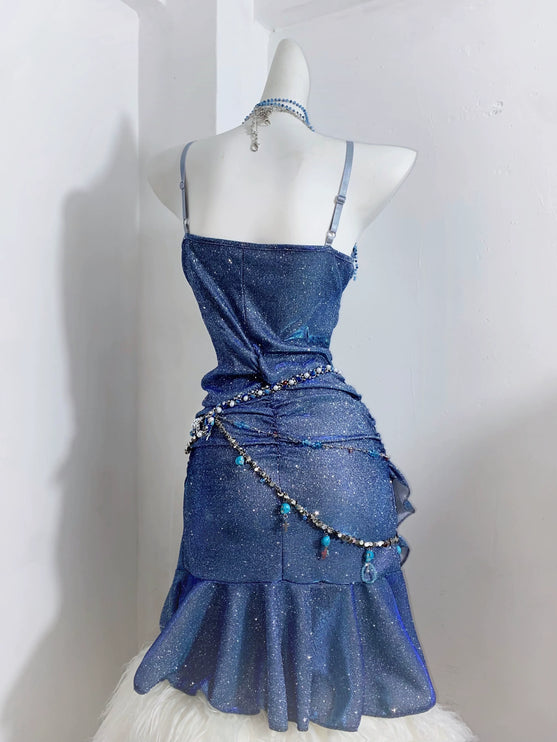 Legend of the Blue Sea Teal Blue Green Princess Sexy Bodycon Mermaid Dress Gown