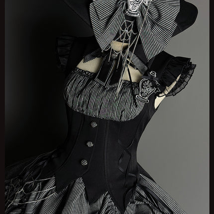 Gothic Lolita Dress with Ruffled Hem and Corset Detail