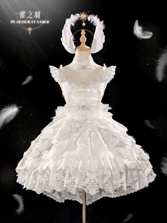 Elegant Lace Lolita JSK Dress with Floral Embroidery