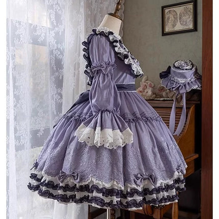 Purple Idyllic Girl Medium Long Sleeve Elegant Lolita Dress OP