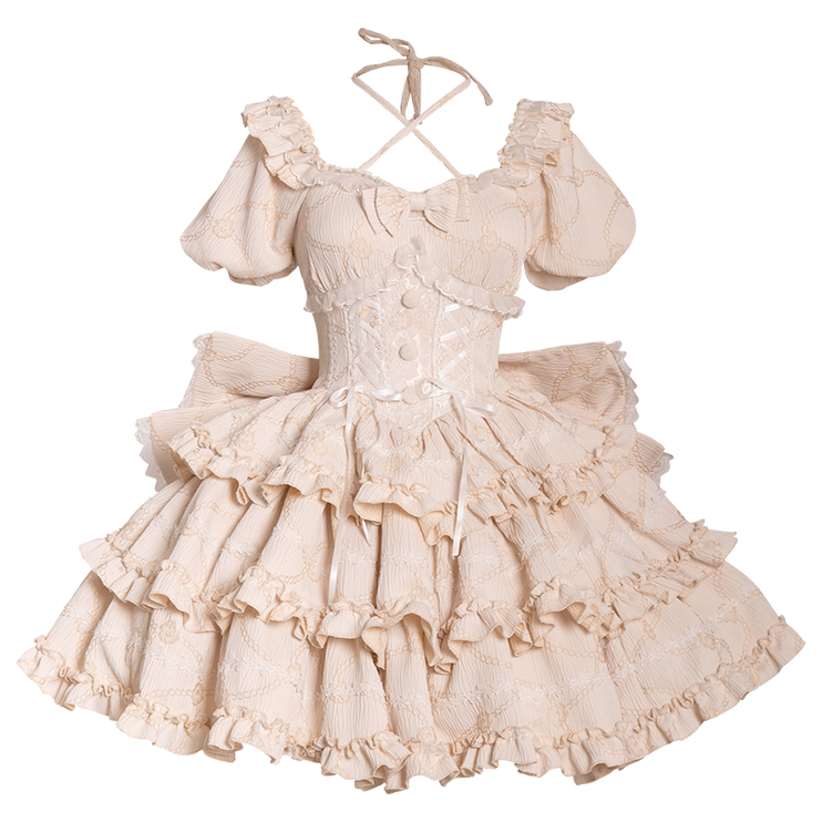 Puff Rose OP Princess Bow Trailing Dress Original Lolita