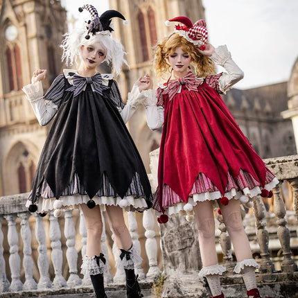Lolita Delight: Exquisite Black & Red Dresses with Whimsical Patterns and Charming Details