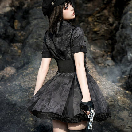 Crimson Serpent Gothic Lolita Series - Tactical Military and Dark Nurse-Inspired OP Collection