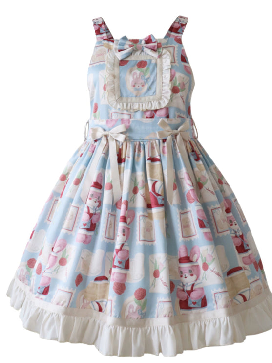 Sweet Bunny Postage Original Design Lolita High-Waist Suspender JSK