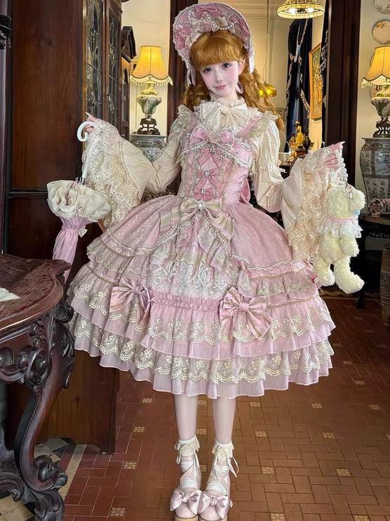 Gothic Lolita Dress with Intricate Lace and Elegant Bows - multiple colors Fantasy Style