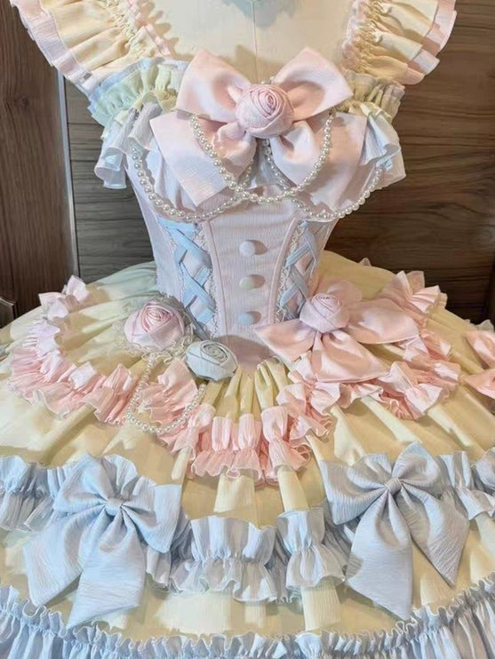 Elegant Lolita Style! Light Purple Princess Dress with Pearl Embellishments, Big Skirt Flare – Birthday Party Dress