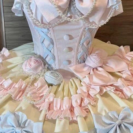 Elegant Lolita Style! Light Purple Princess Dress with Pearl Embellishments, Big Skirt Flare – Birthday Party Dress