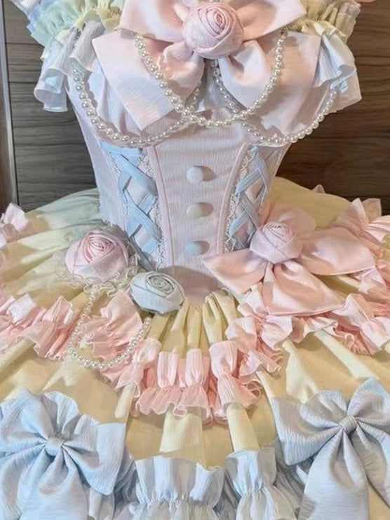 Elegant Lolita Style! Light Purple Princess Dress with Pearl Embellishments, Big Skirt Flare – Birthday Party Dress