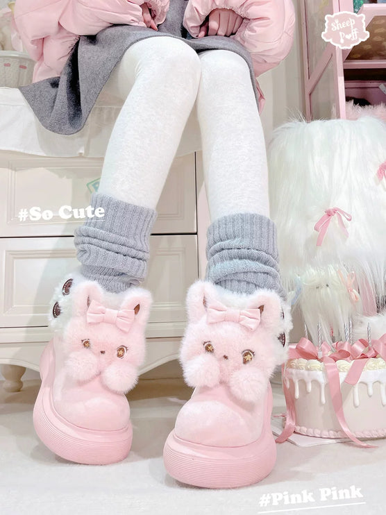 Panda - themed Fluffy Slippers with Heels and Adorable Face Designs