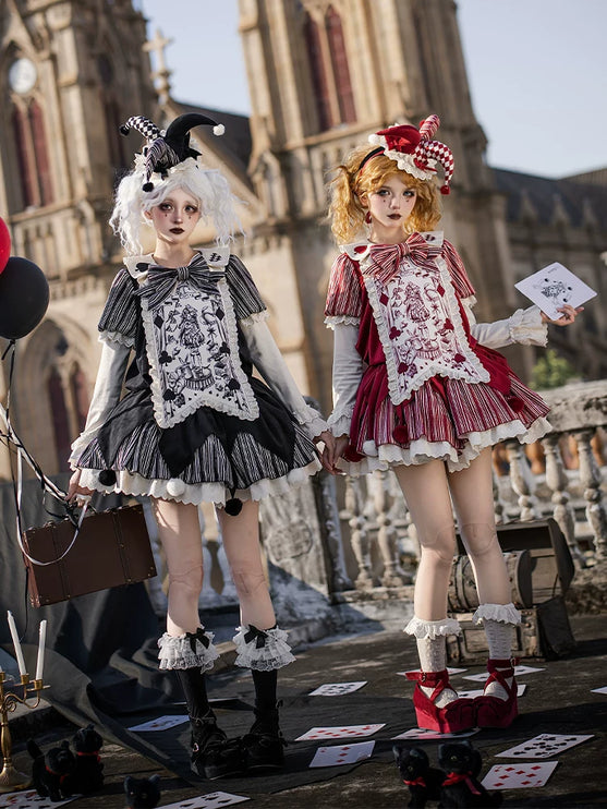 Lolita Delight: Exquisite Black & Red Dresses with Whimsical Patterns and Charming Details