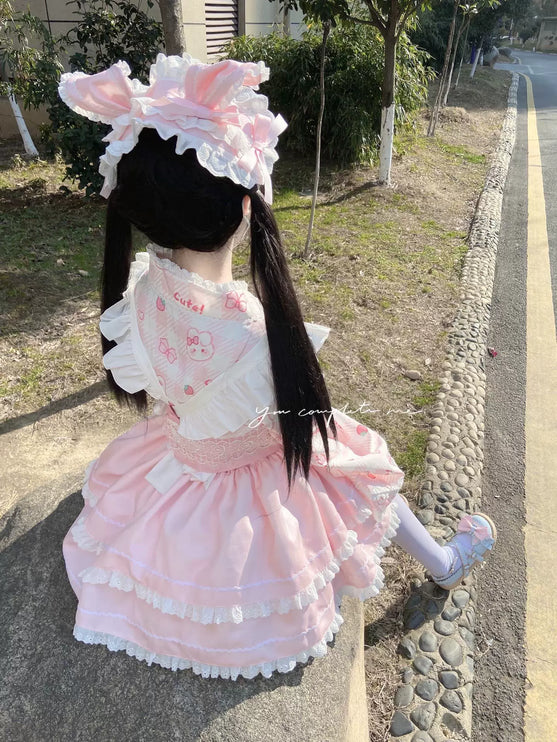 Colorful Fairy Tale Lolita Dress with Embroidery Details and Ruffled Skirt
