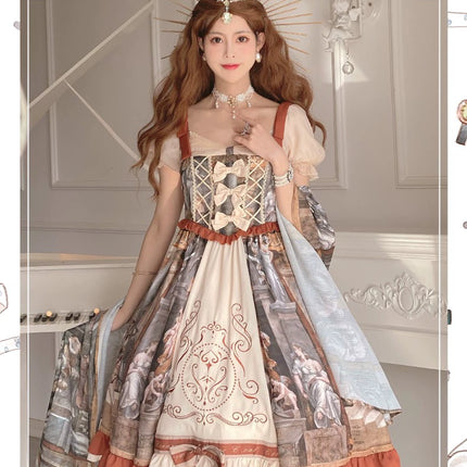 Original Lolita Dress "Constantine OP" Oil Painting Pattern, Classic Retro Lolita Dress