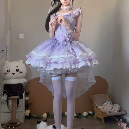 Dreamy Lavender Lolita Dress - Graceful High - Low Hem & Delicate Ruffles