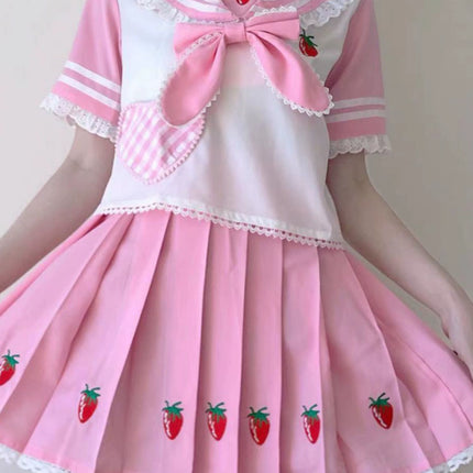 Authentic Lolita Uniform Lolita JK Skirt Strawberry Schoolgirl Outfit