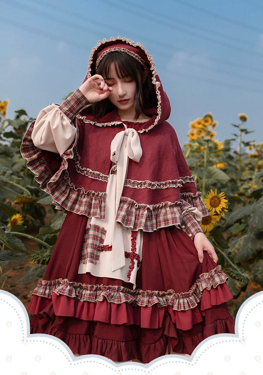 [Little Red Riding Hood OP] Original Design Lolita Dress with Countryside Cloak Set for Autum/Winter