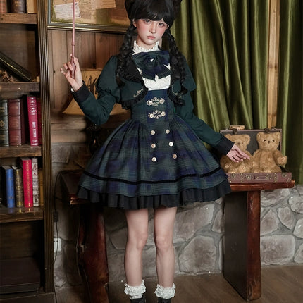 Twin - Set Lolita Dresses with Plaid Pattern and Sweet Bowknots, Ideal for Cosplay and Themed Parties