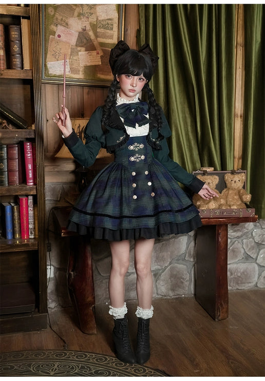 Twin - Set Lolita Dresses with Plaid Pattern and Sweet Bowknots, Ideal for Cosplay and Themed Parties