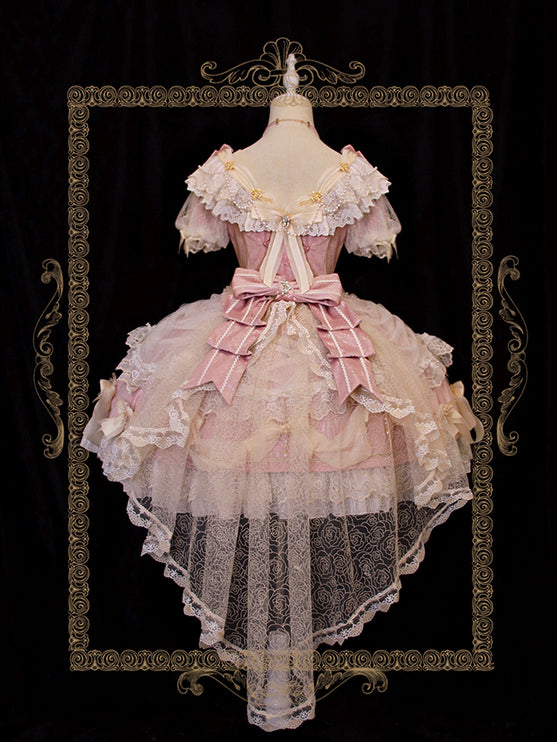 Girls' Anniversary Court Retro Dress with Lace Trims
