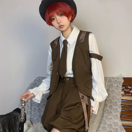 Original Ouji Fashion Brown Lolita Blouse Prince Outfit Shirt