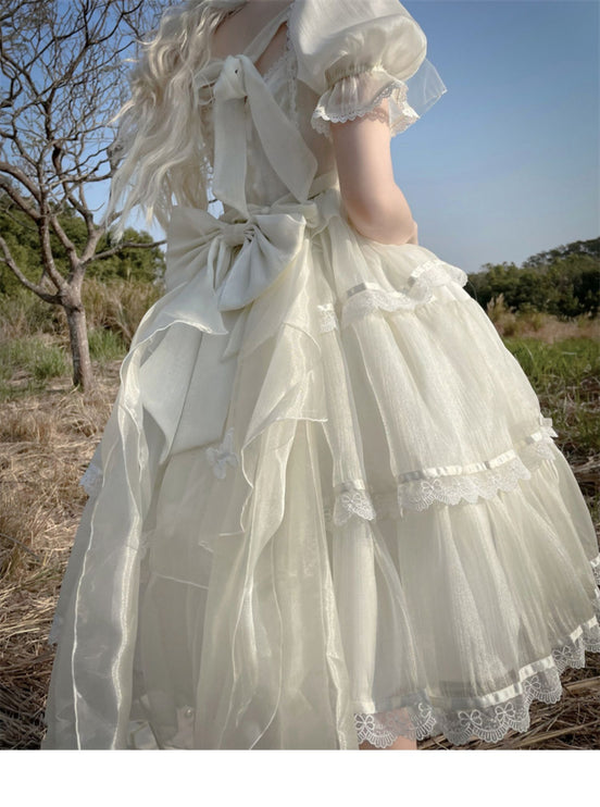 Summer Short-Sleeve Wedding OP Dress Slimming Lolita Dress Elegant Gothic