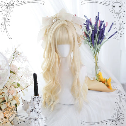 Soft Matte Pastel Golden Lolita Wig with Layered Ends Long Curly Hair