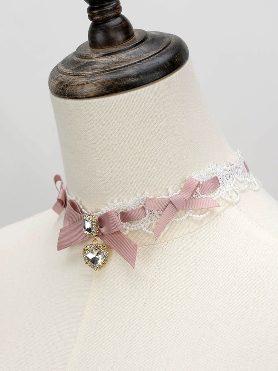 Edgy Punk Style Elaborate Double-Layer Necklace with Pearls and Gemstone Choker Lolita Collarbone Chain