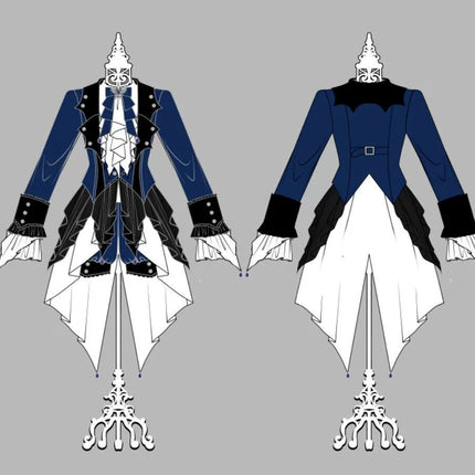 Lolita Prince-Inspired Set – Royal Blue Gothic Shirt with Lace-Trimmed Shorts