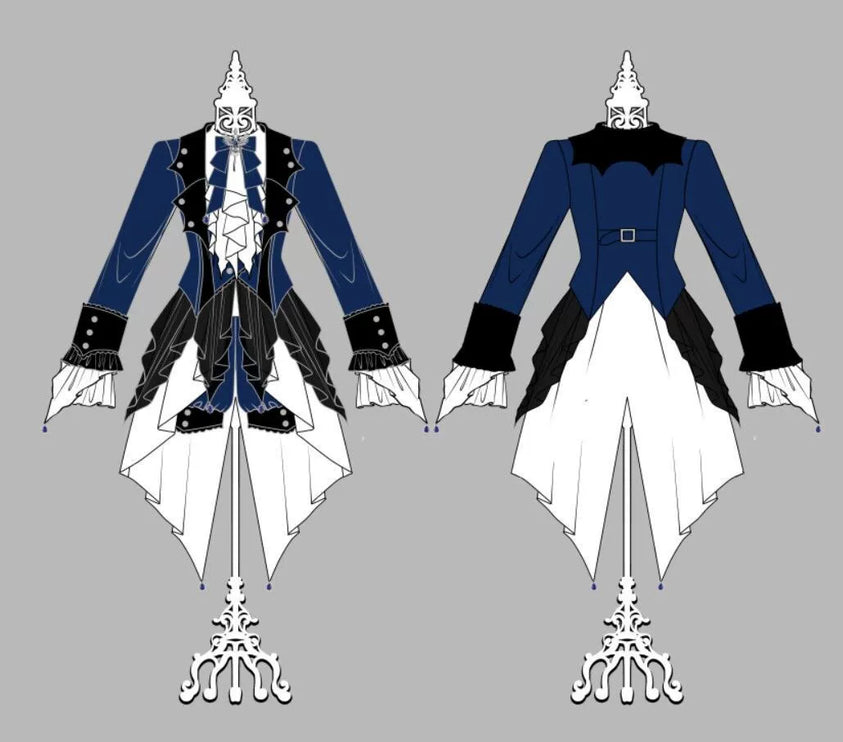 Lolita Prince-Inspired Set – Royal Blue Gothic Shirt with Lace-Trimmed Shorts