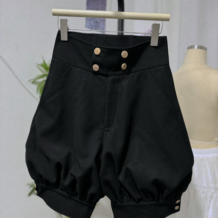 European Prince Lolita Cape Set – Black Jacket with Puff Shorts and Lace Collar Blouse